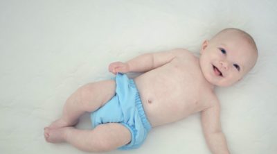 biodegradable diaper brands on a baby